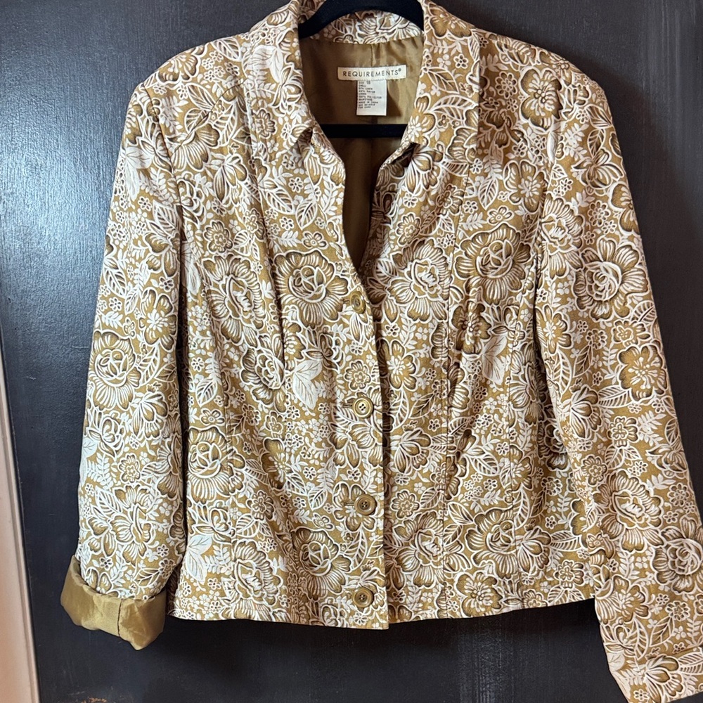 Requirements Women's Button Down Shirt - Gold and Cream Floral